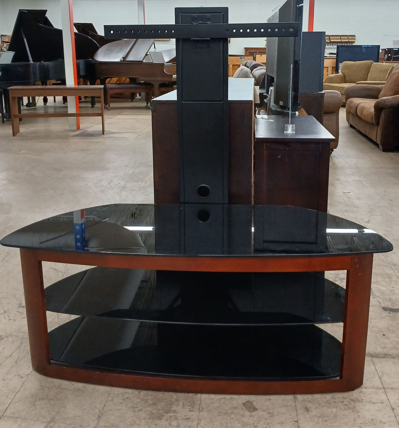 Sleek Glass TV Stand with Integrated Mount