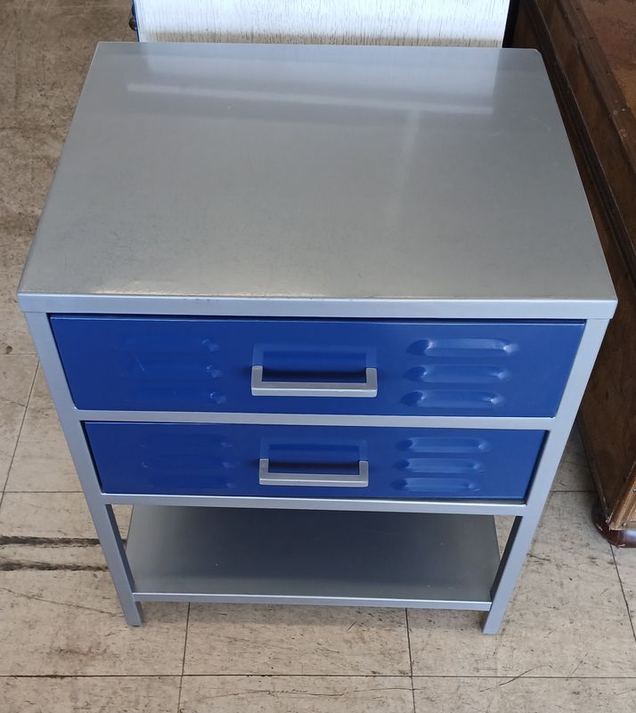 Retro Blue Locker Style Side Table