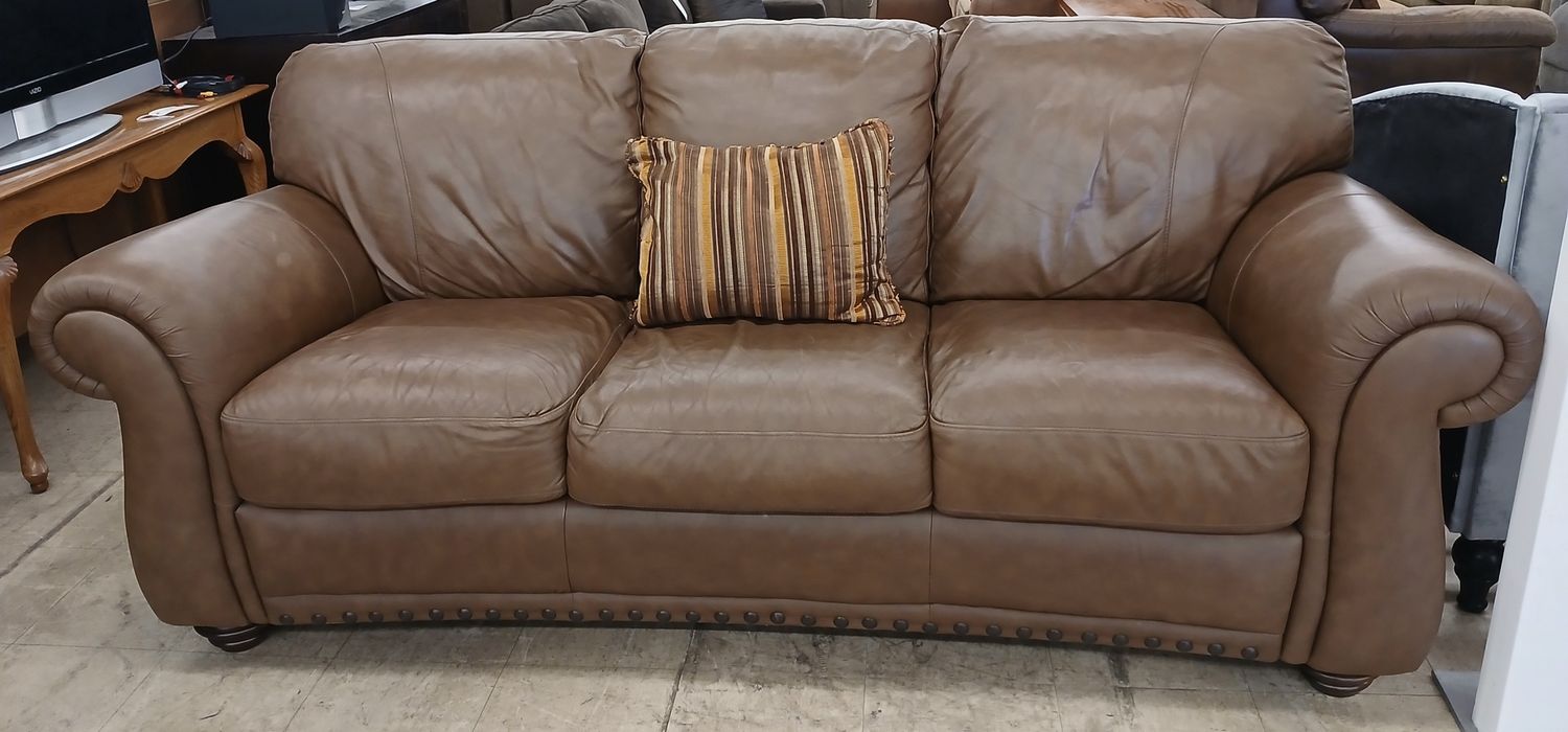 Warm Brown Leather Couch