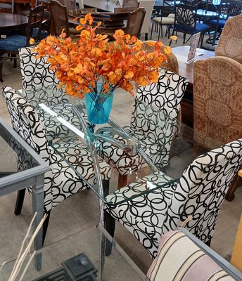 Glass Dining Table with 4 Chairs