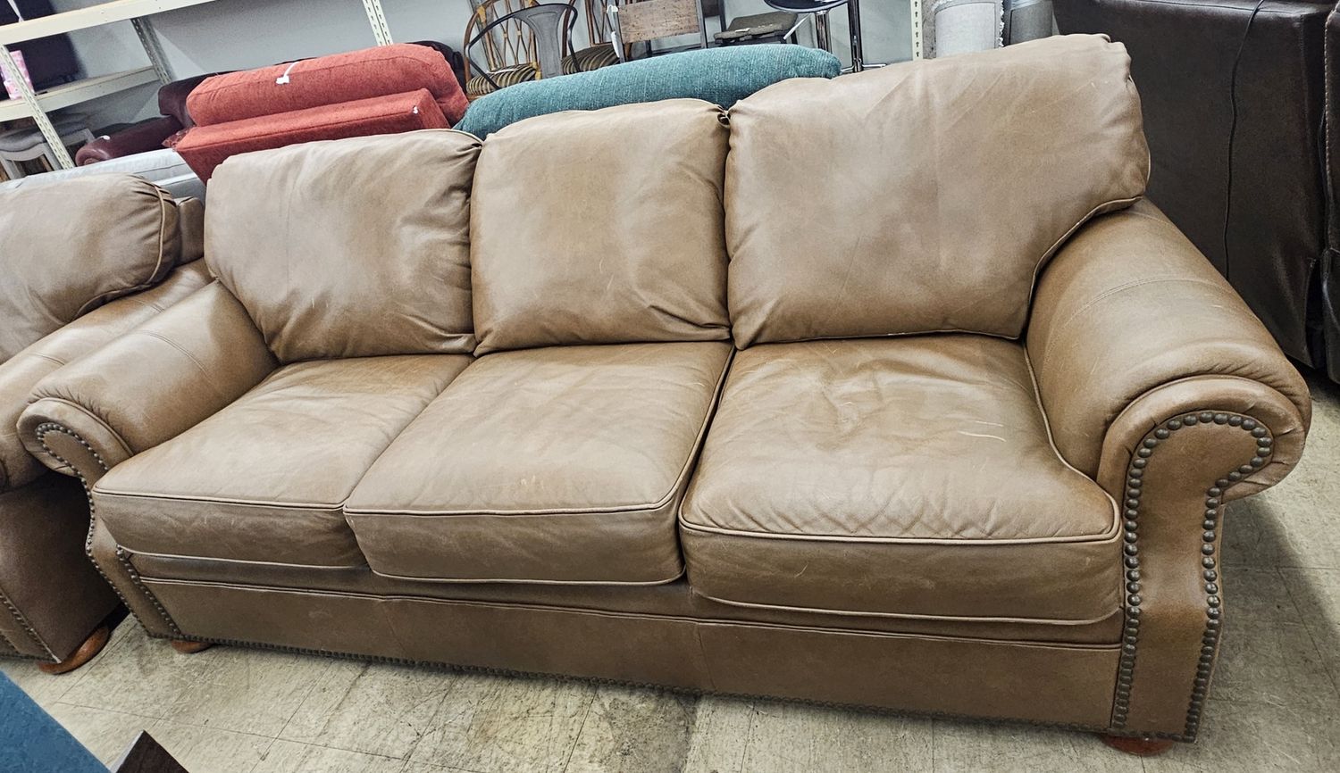 Brown leather sofa