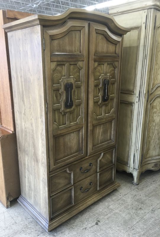 Vintage Stanley Furniture Pecan Armoire Dresser