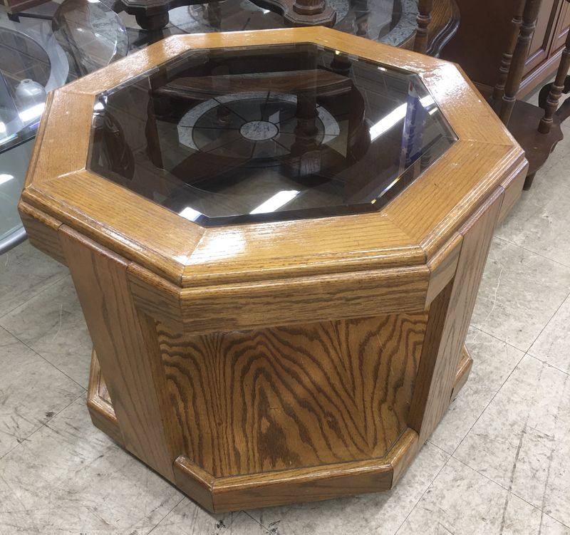 Stunning Octagonal Glass-Top End Table