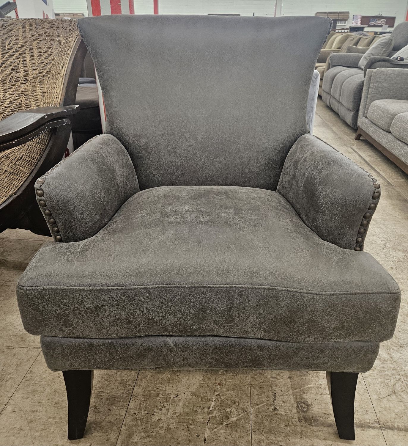 Distressed Charcoal Club Chair