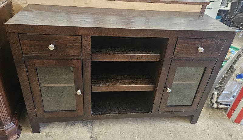 Dark wood media console
