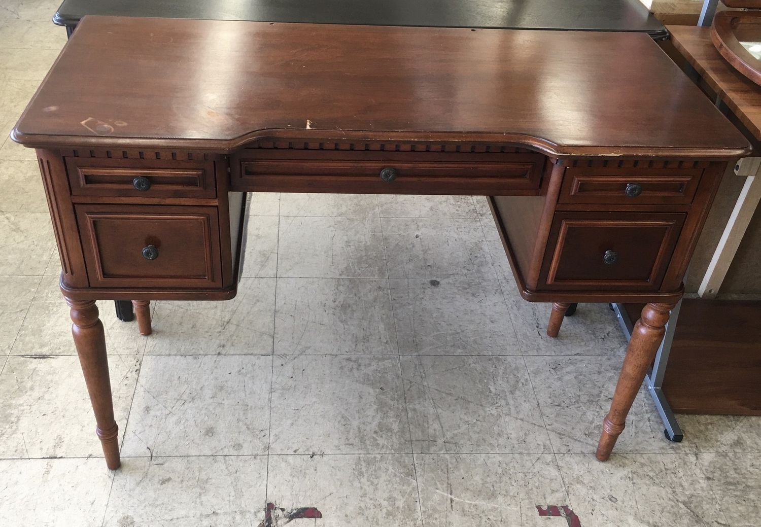 Medium Brown Wooden Vanity with Drawers
