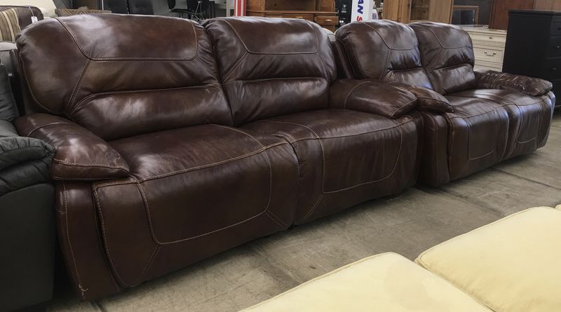 Stunning Brown Leather Couch &amp; Loveseat