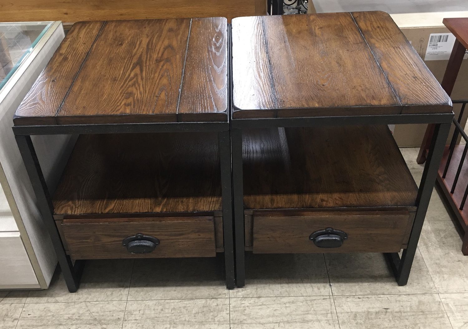 Rustic Industrial End Tables Set
