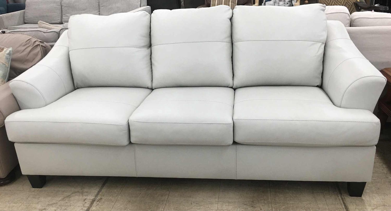 White Leather 3 Seater Sofa