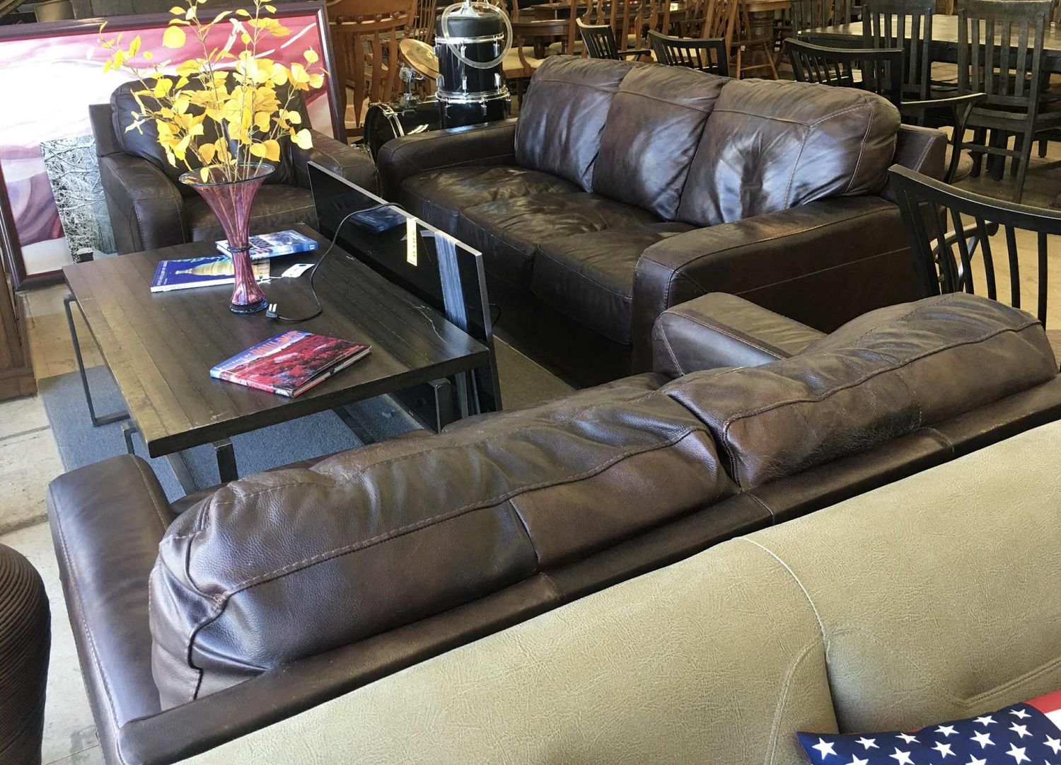 Stunning Dark Leather Ashley Furniture Couch Set