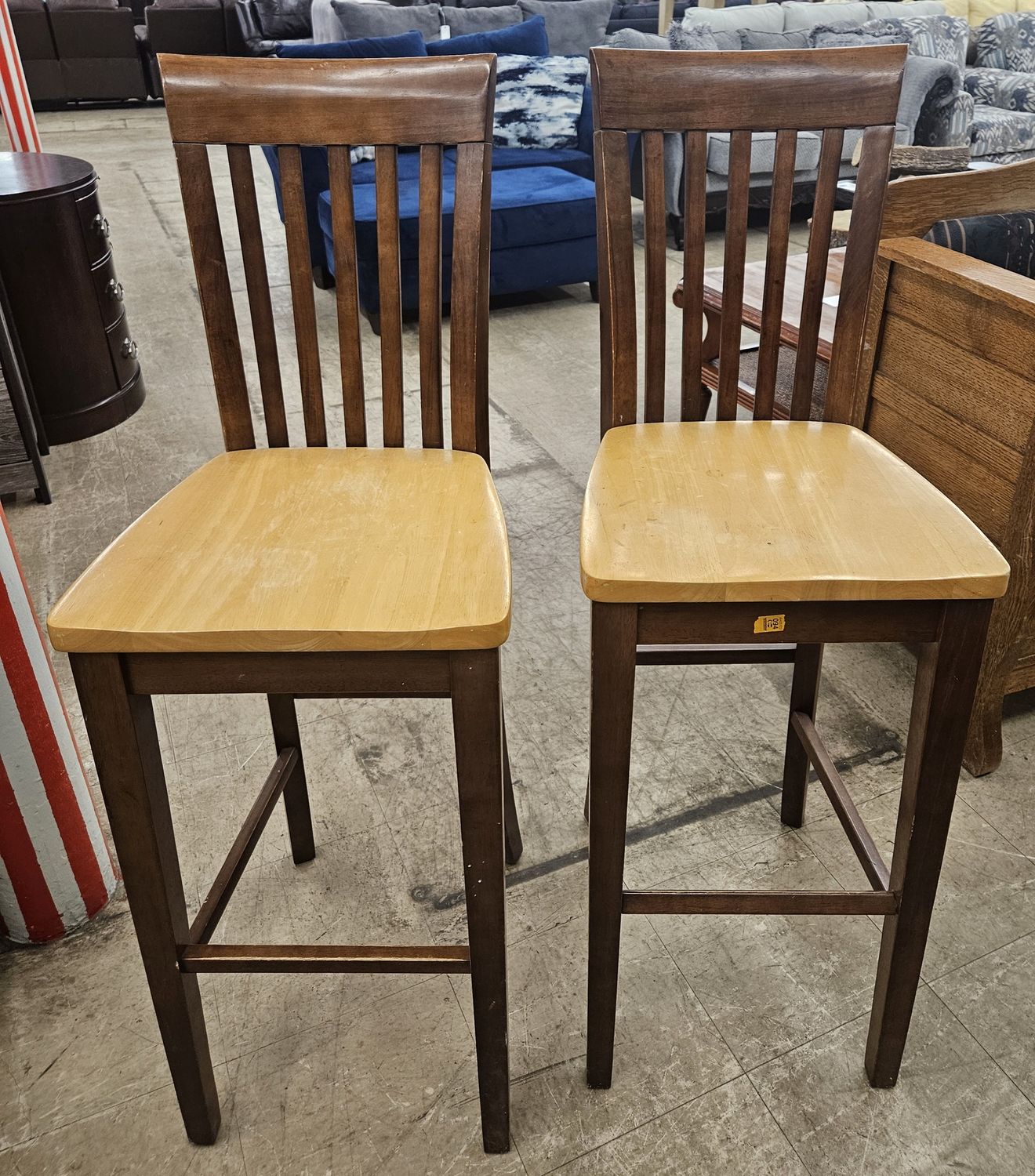 classic pair of slat-back barstools