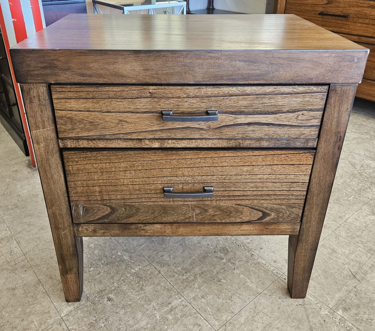 Solid wood two-drawer nightstand