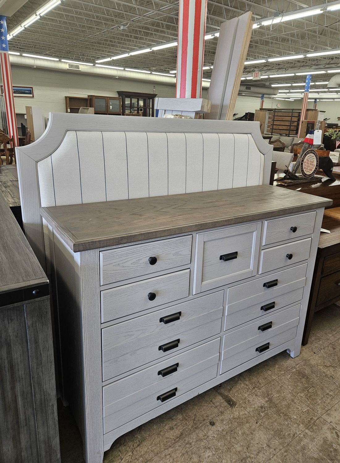 Queen-sized bed frame and dresser combo