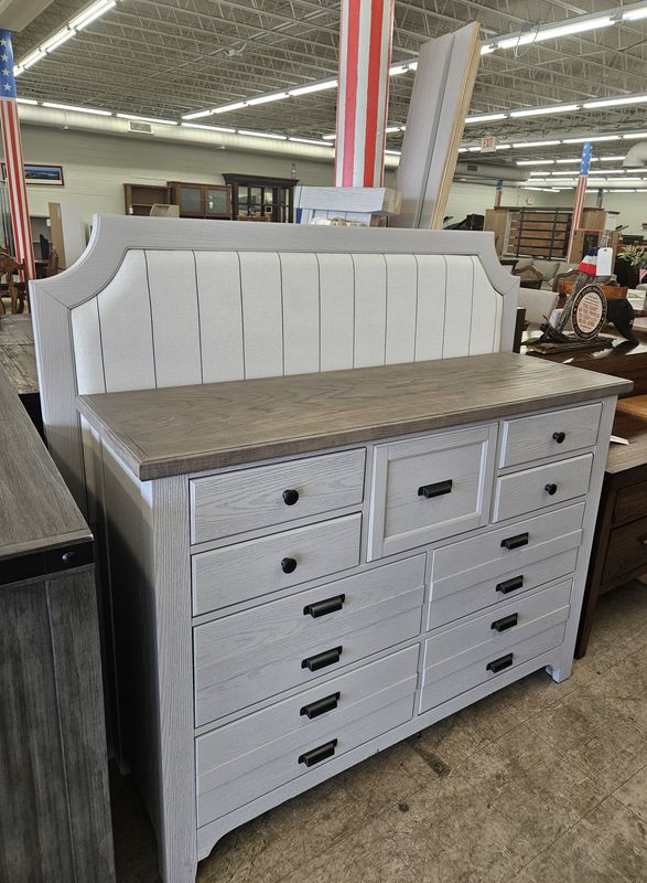 Queen-sized bed frame and dresser combo