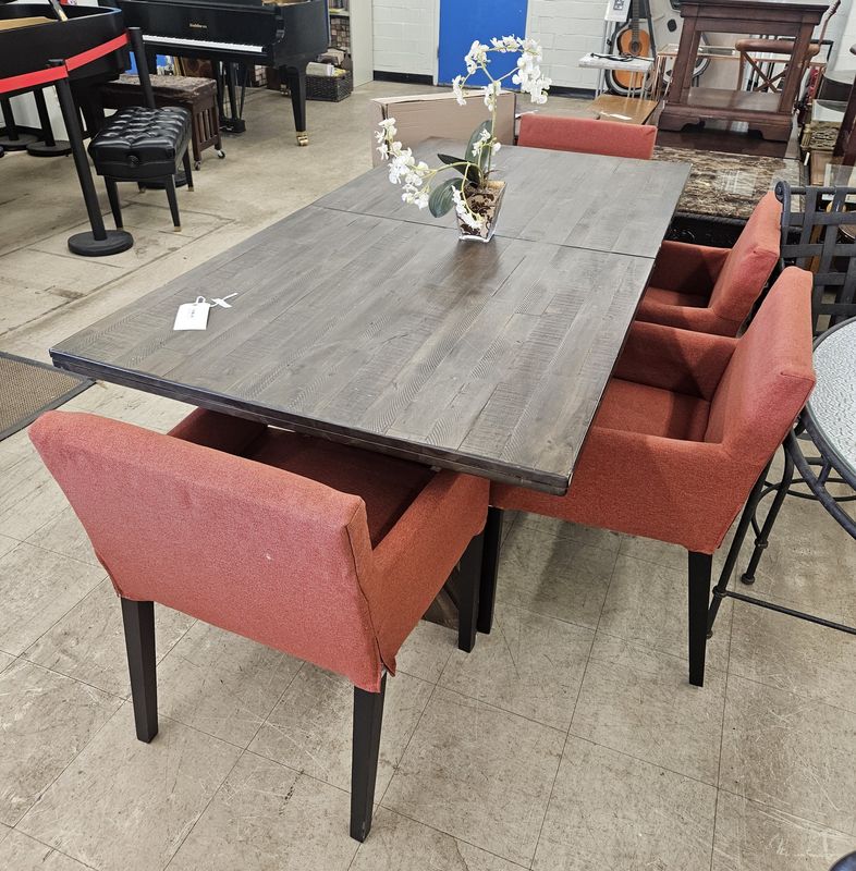 Rustic farmhouse dining table with bench