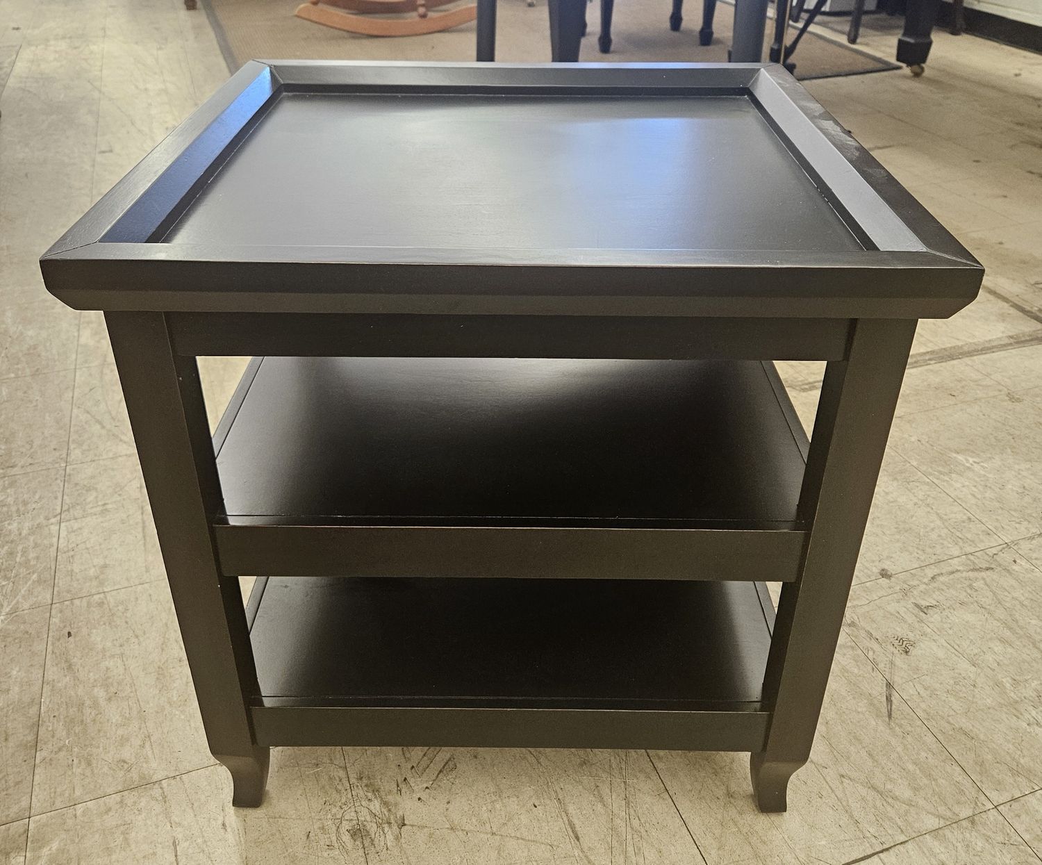 Black wood side table