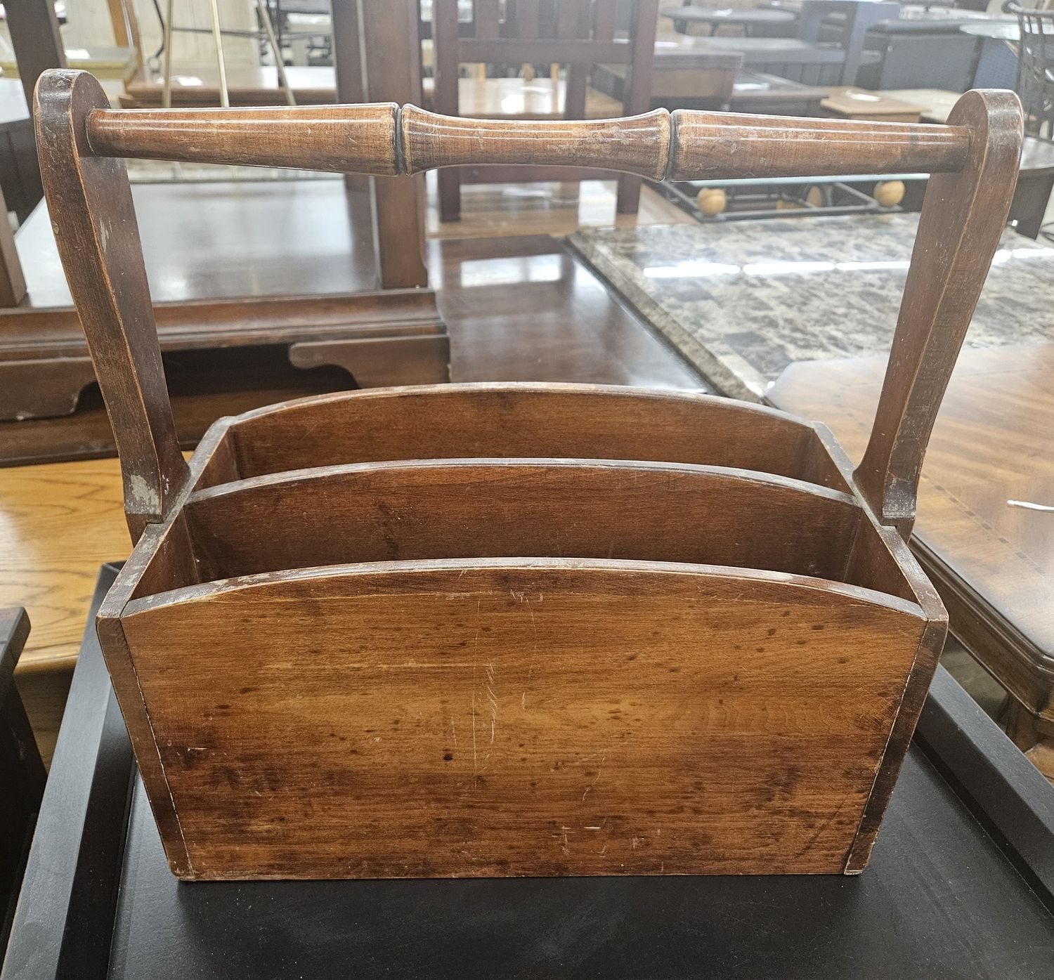Vintage wooden magazine tote