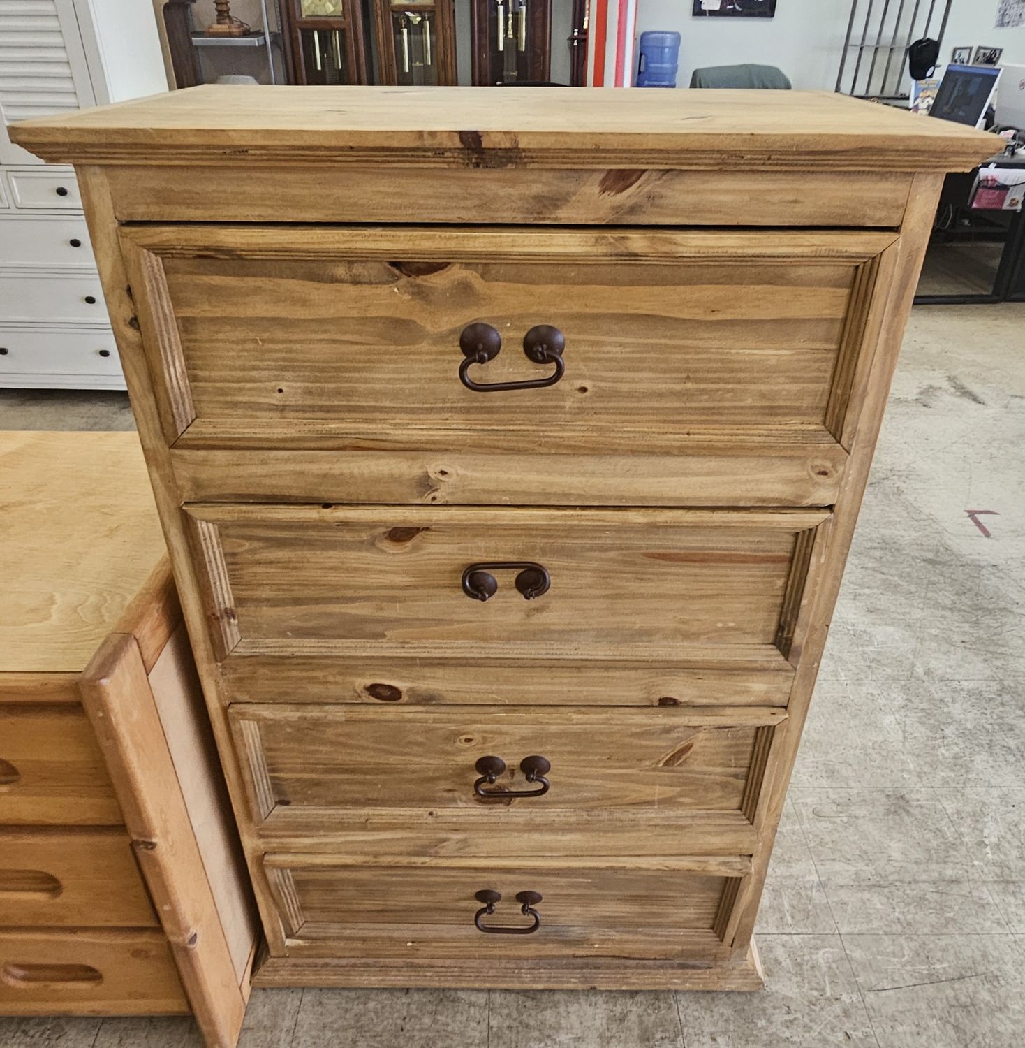 Rustic solid wood 4-drawer chest