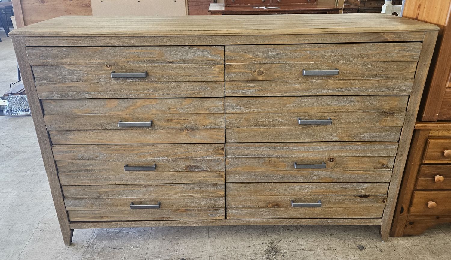 Weathered wood 8 drawer dresser