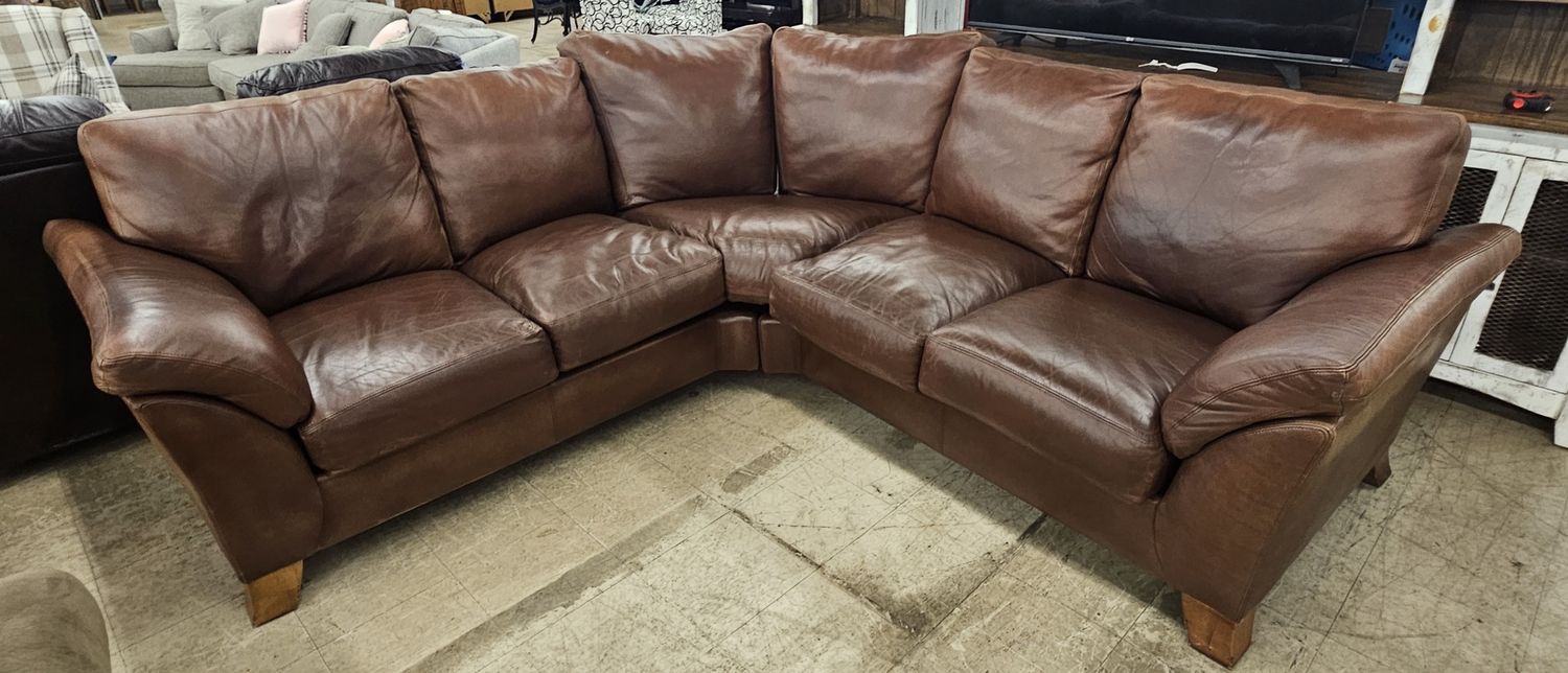 Brown leather couch