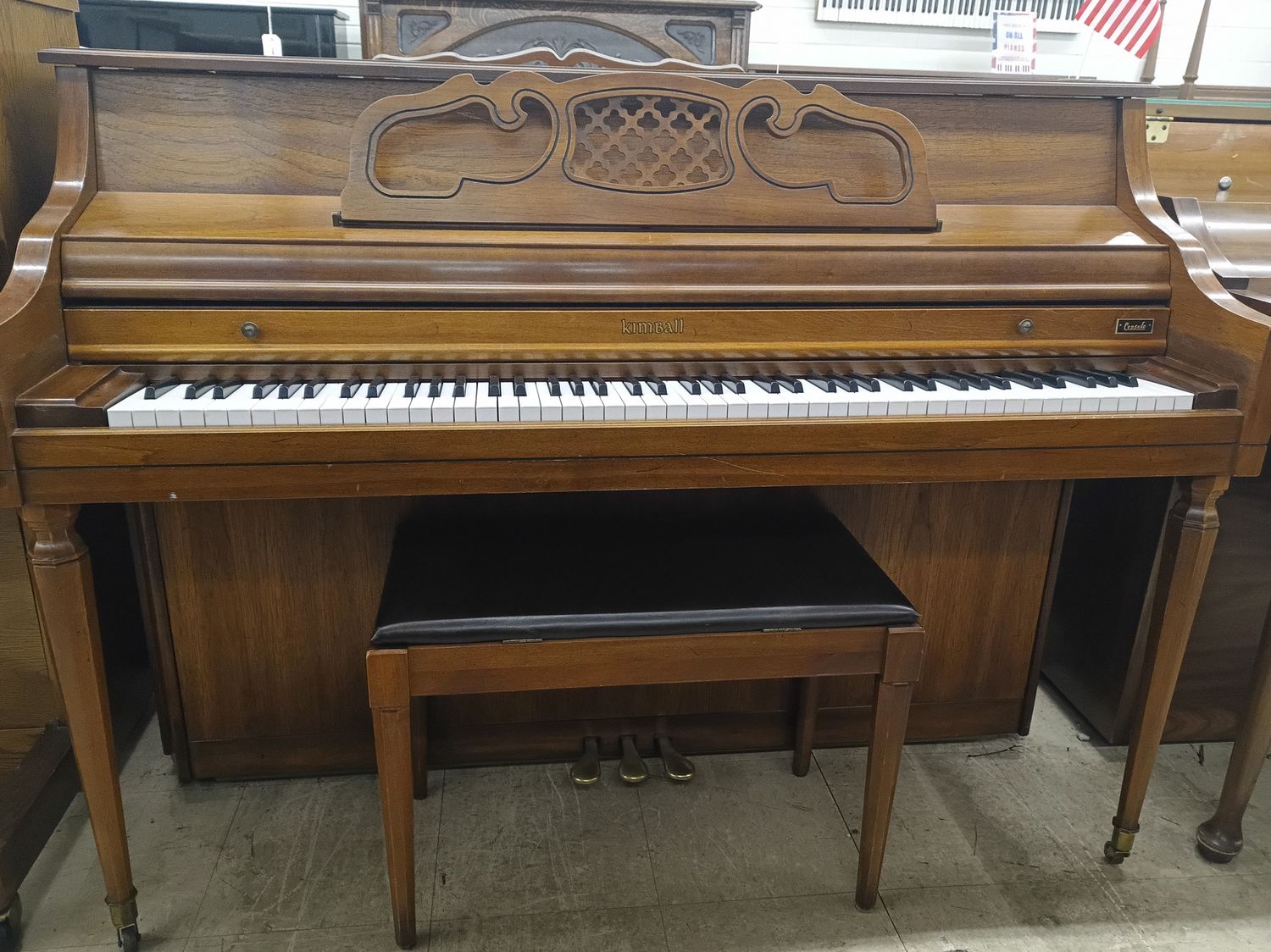 Walnut Kimball Console Piano