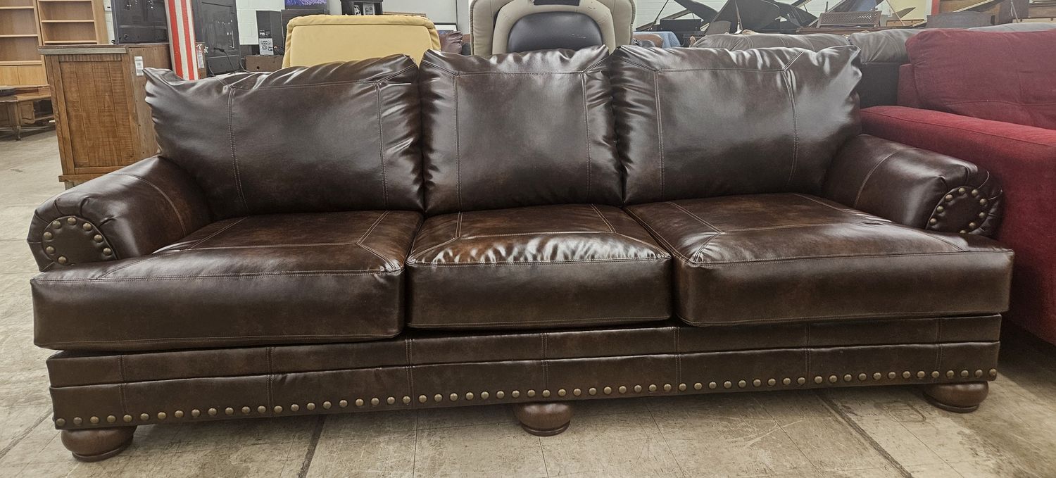 Deep espresso leather sofa