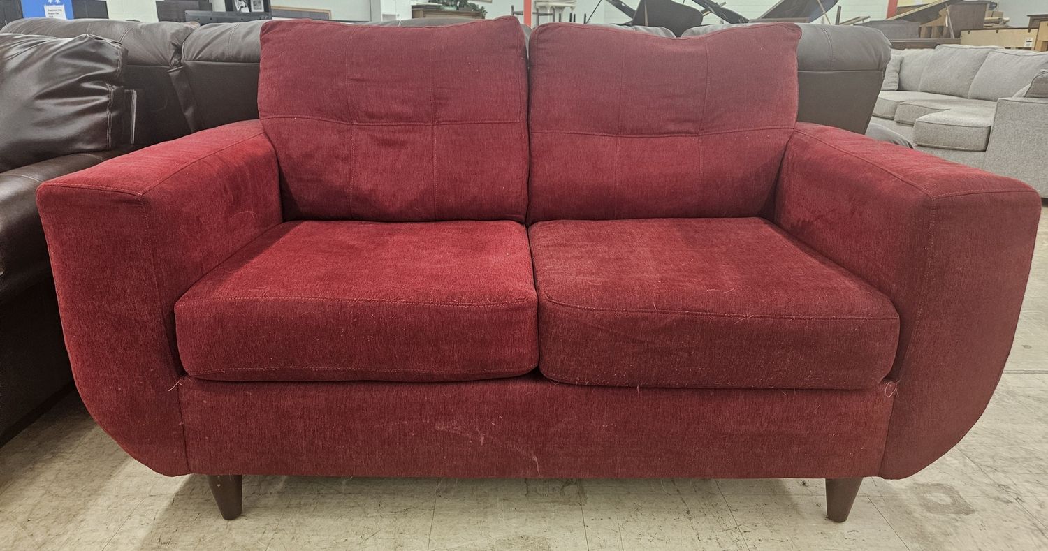 Bold red loveseat!