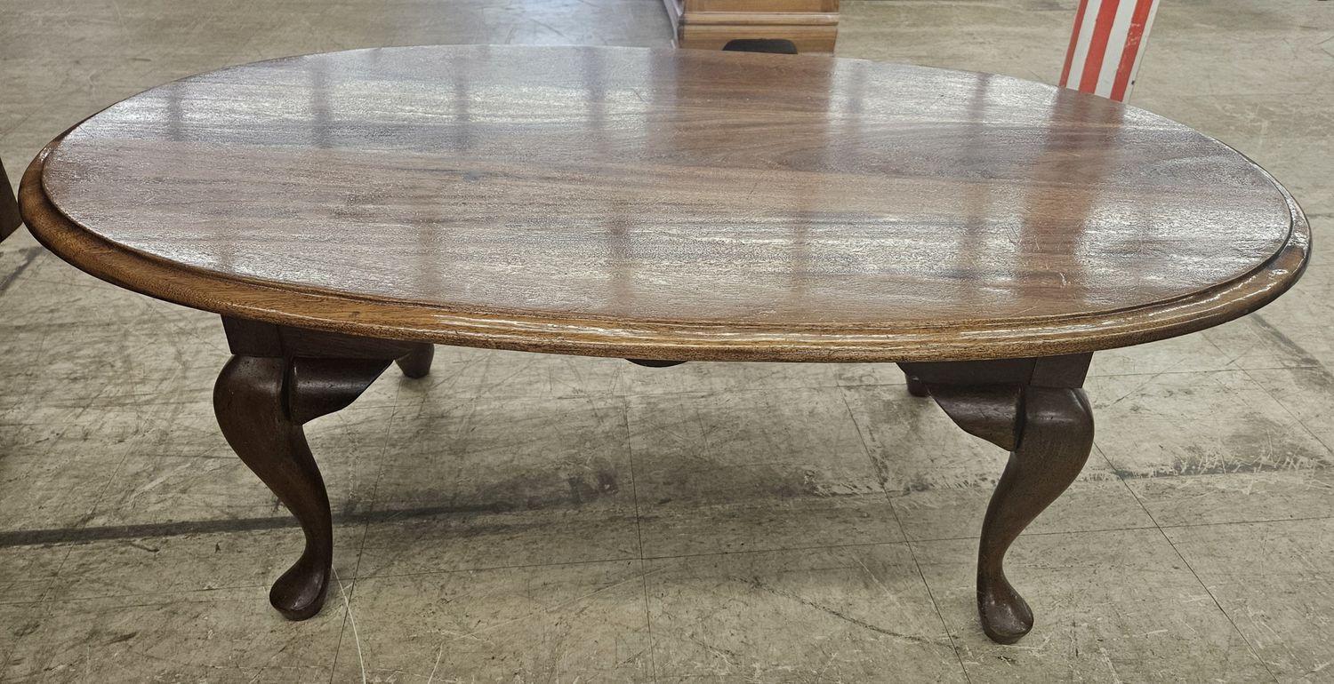 Solid wood oval coffee table