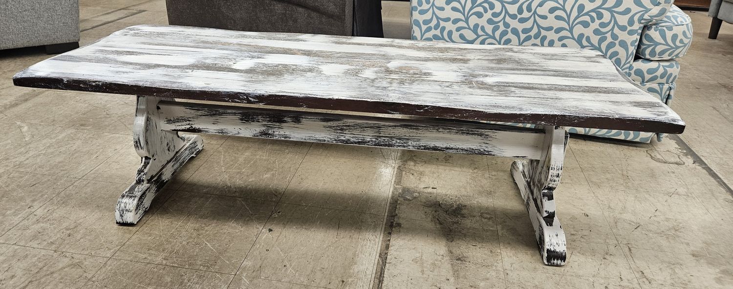 Whitewashed wood coffee table