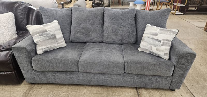 sleek charcoal-gray sofa!