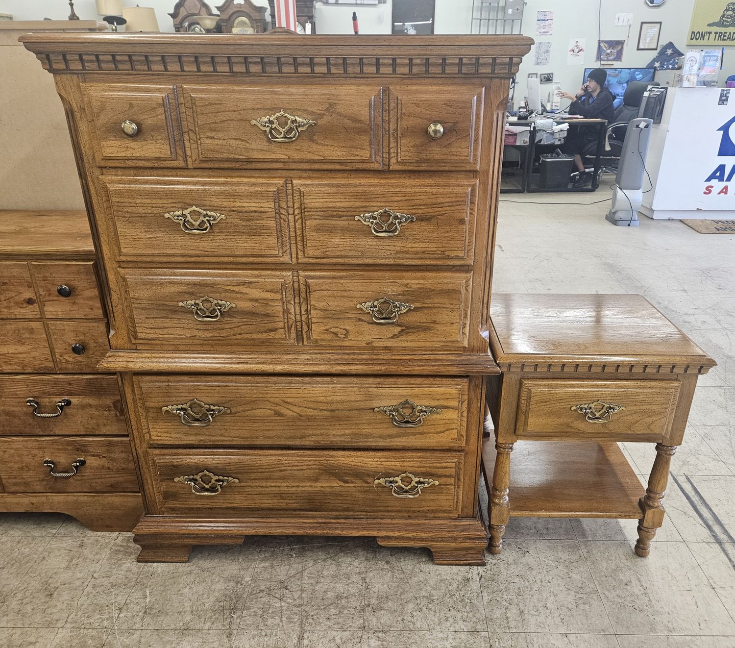 Wood chest of drawers &amp; nightstand