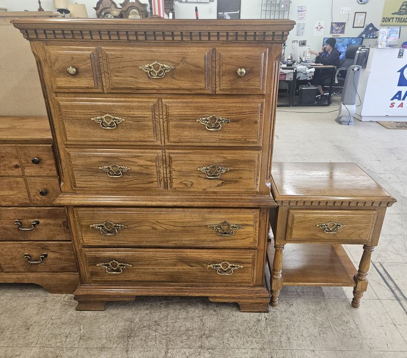 Wood chest of drawers &amp; nightstand