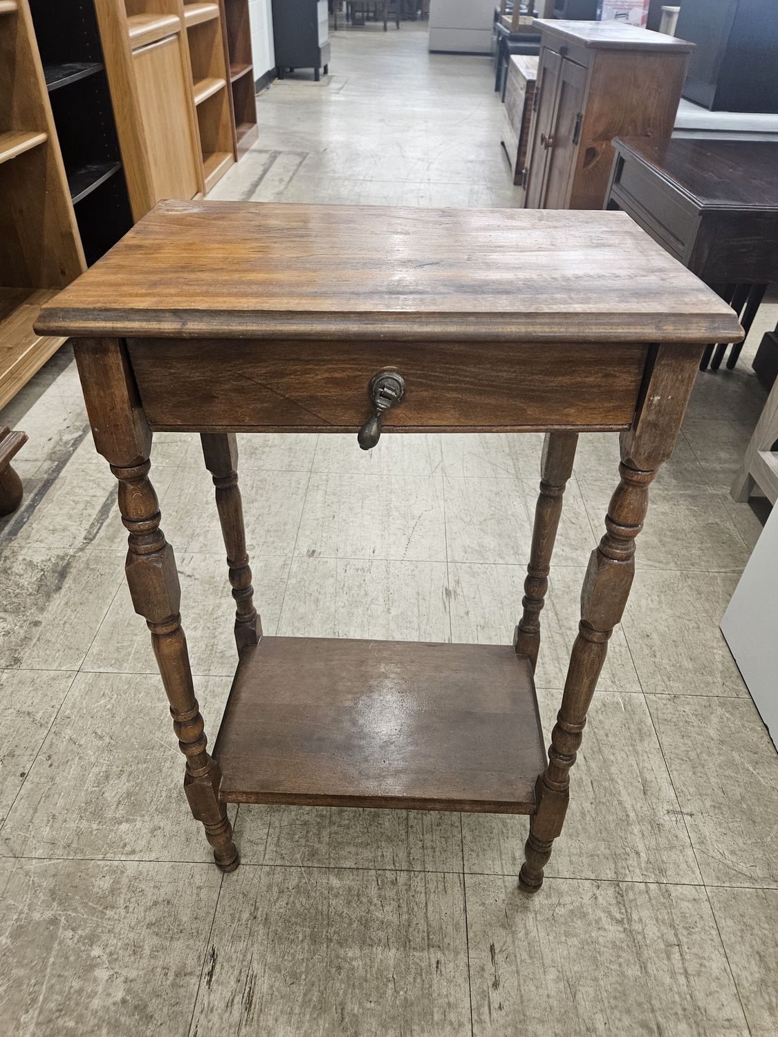 Petite wood end table