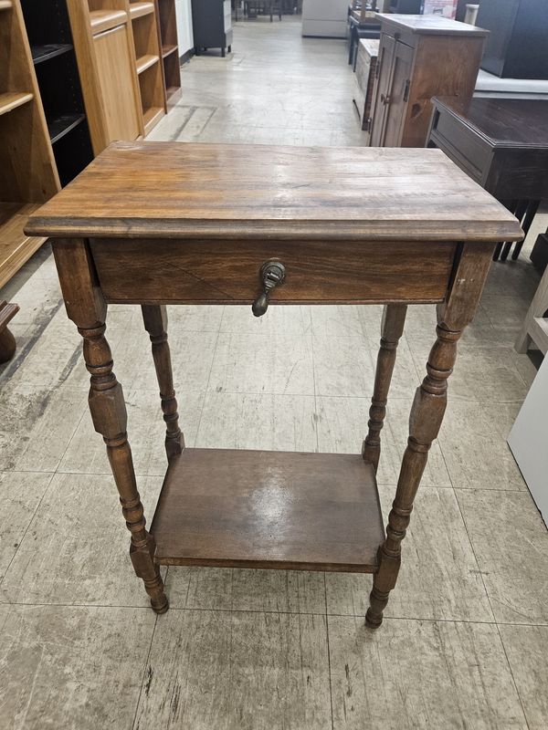 Petite wood end table