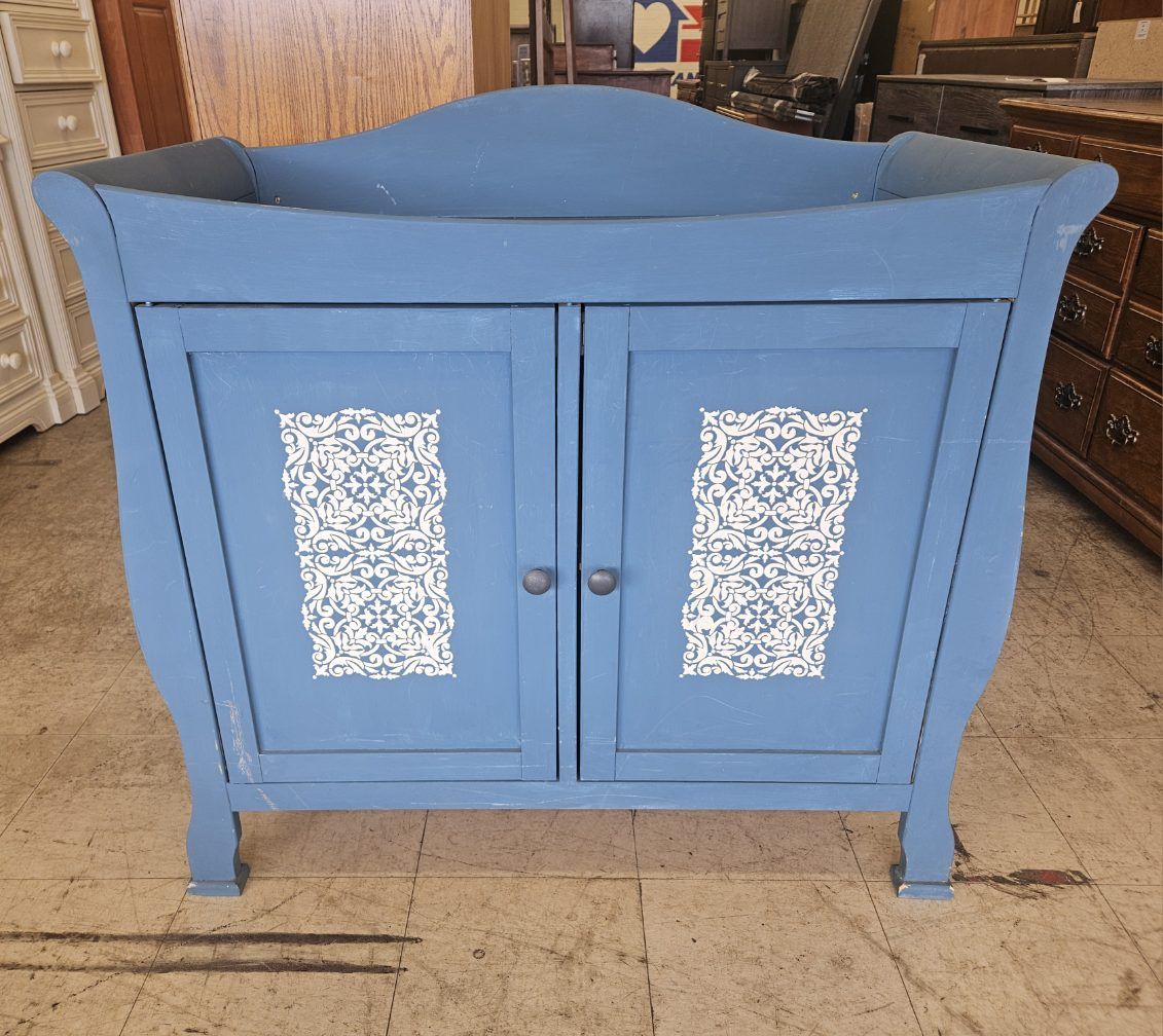 Charming blue baby changing station!