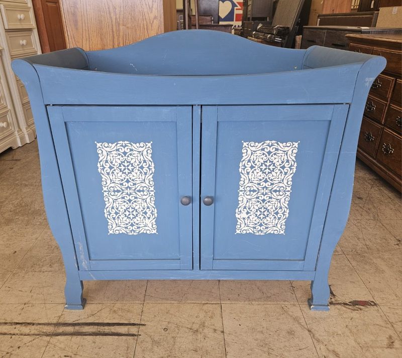 Charming blue baby changing station!