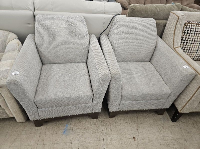Upholstered modern gray armchairs with usb!