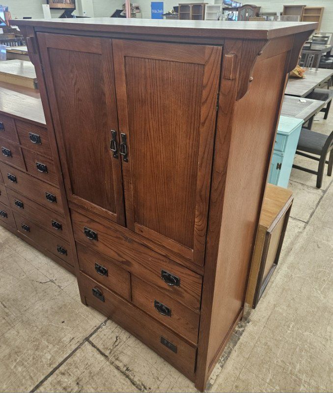 Mission-style dresser and armoire set!
