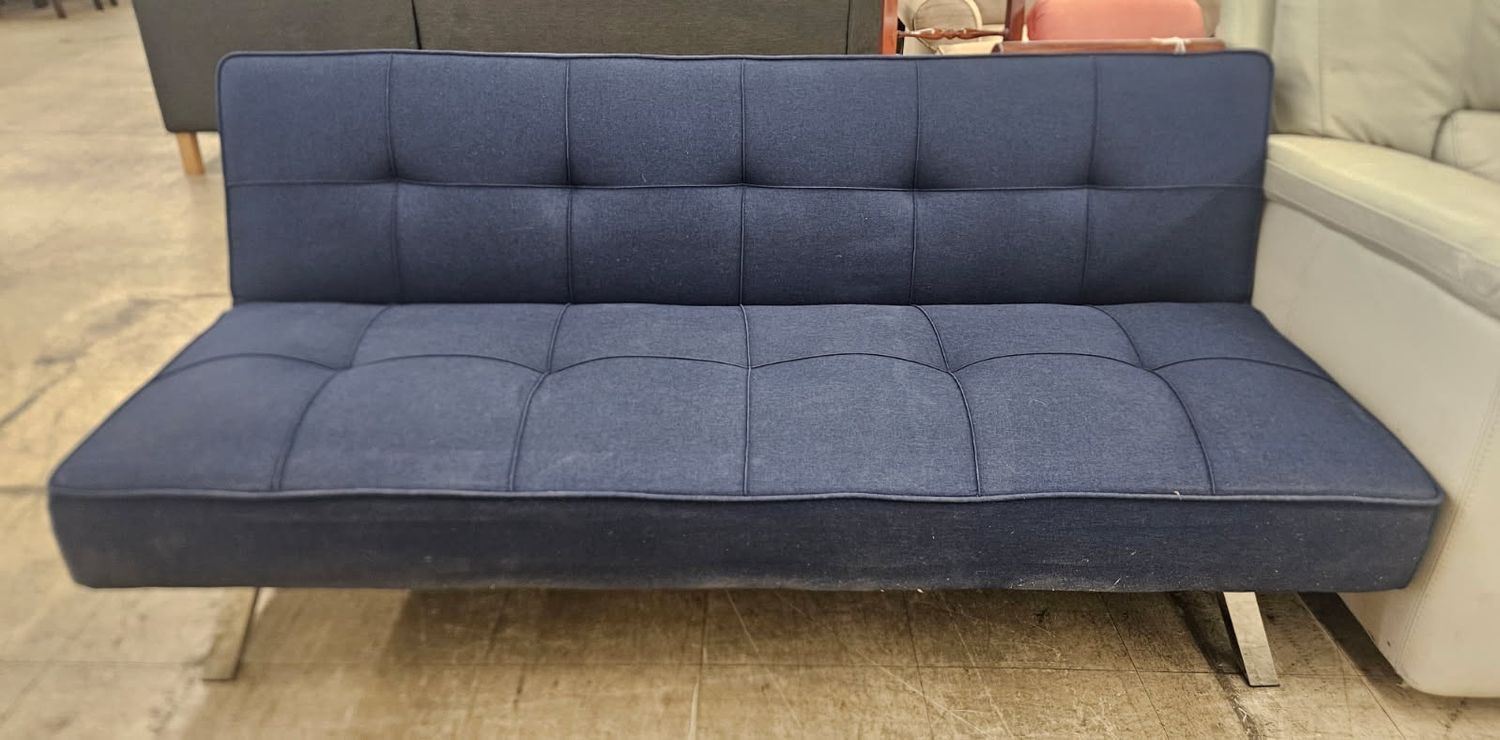 Sleek navy-blue futon