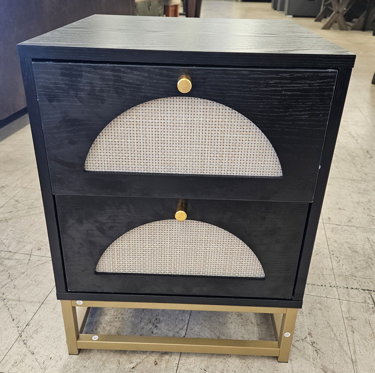 Black &amp; Gold 2-Drawer Nightstand