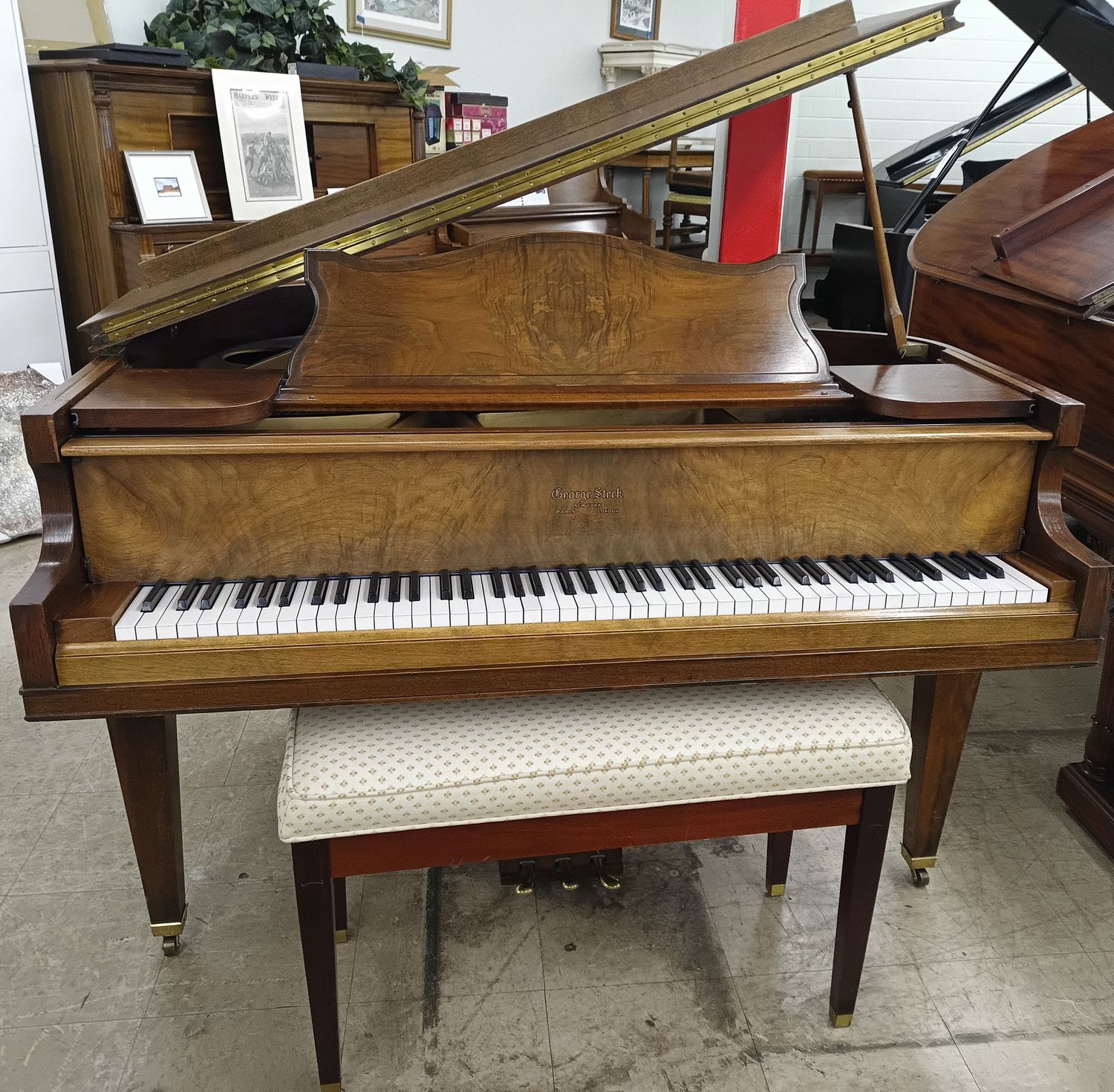 Walnut George Steck Baby Grand Piano