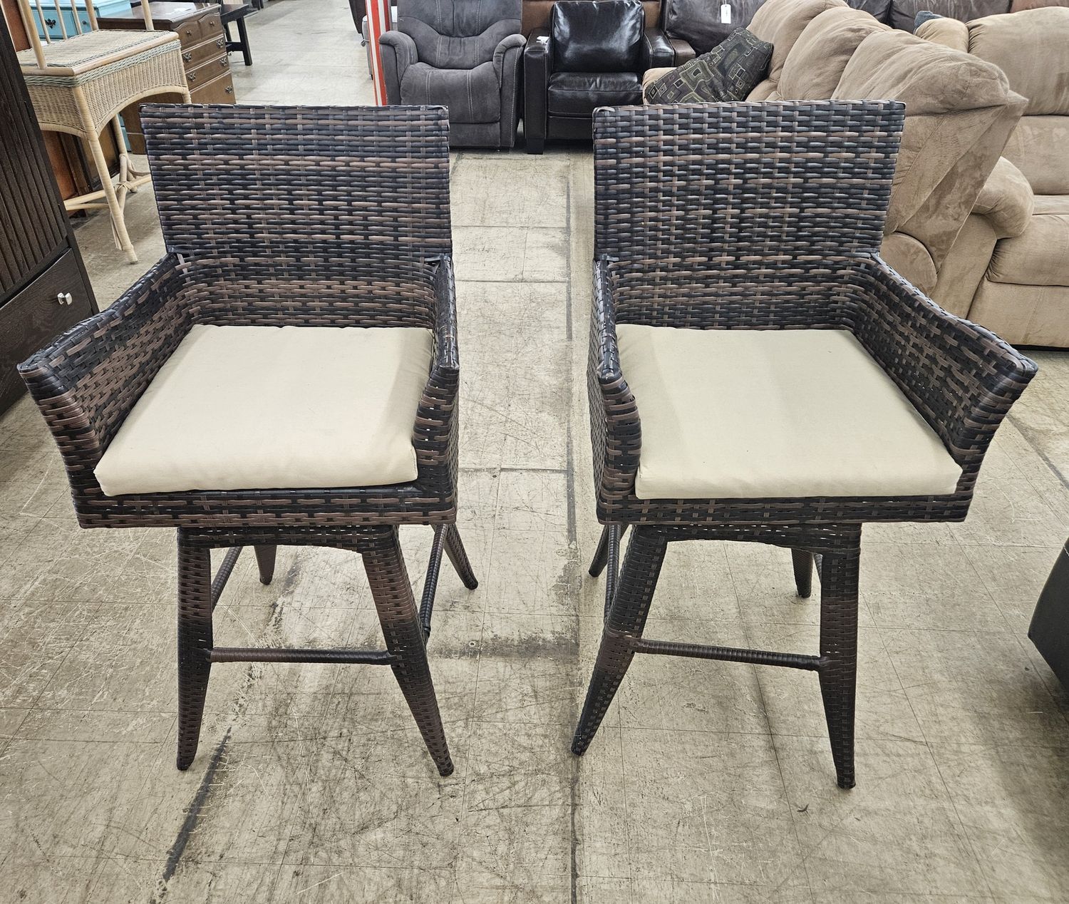 Pair of woven rattan bar stools!