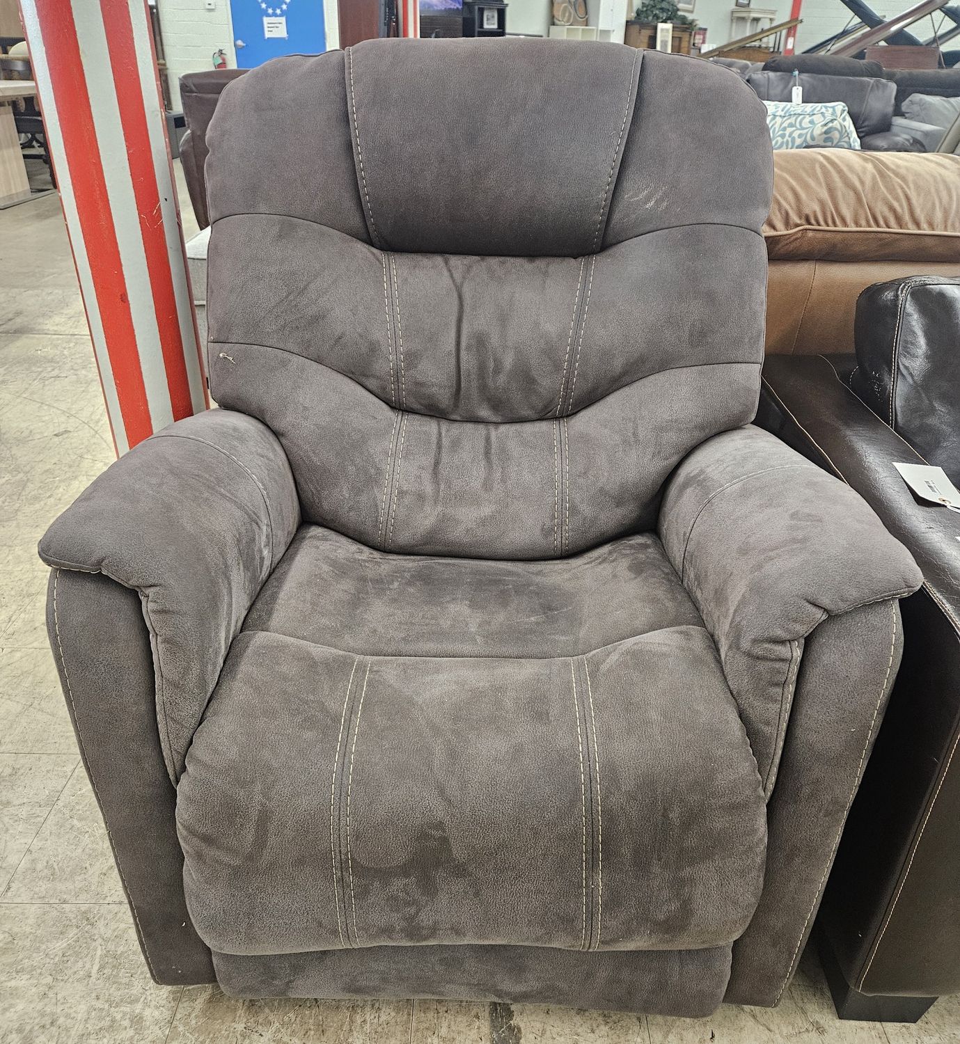 Charcoal microfiber power recliner