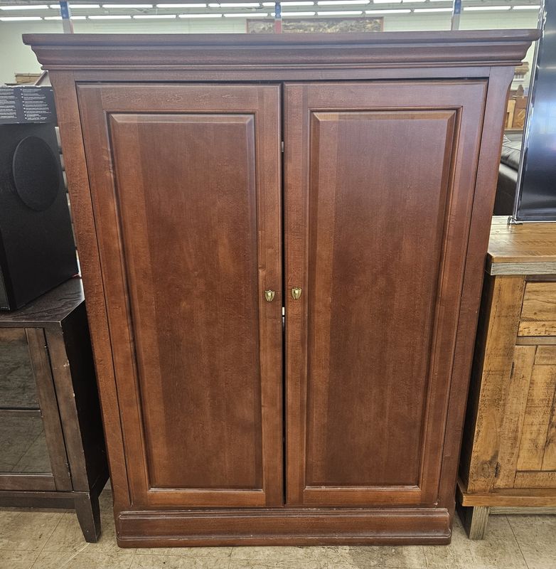 Rich cherry-finish media armoire