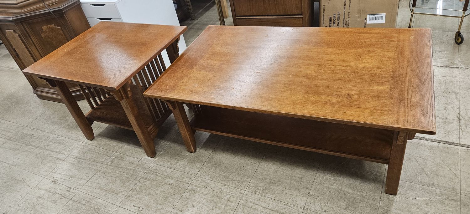 Mission-style coffee and end table set