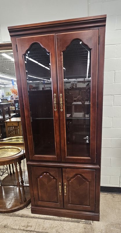 Traditional cherry display cabinet