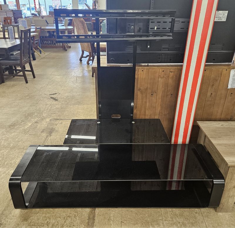 Modern black glass TV stand