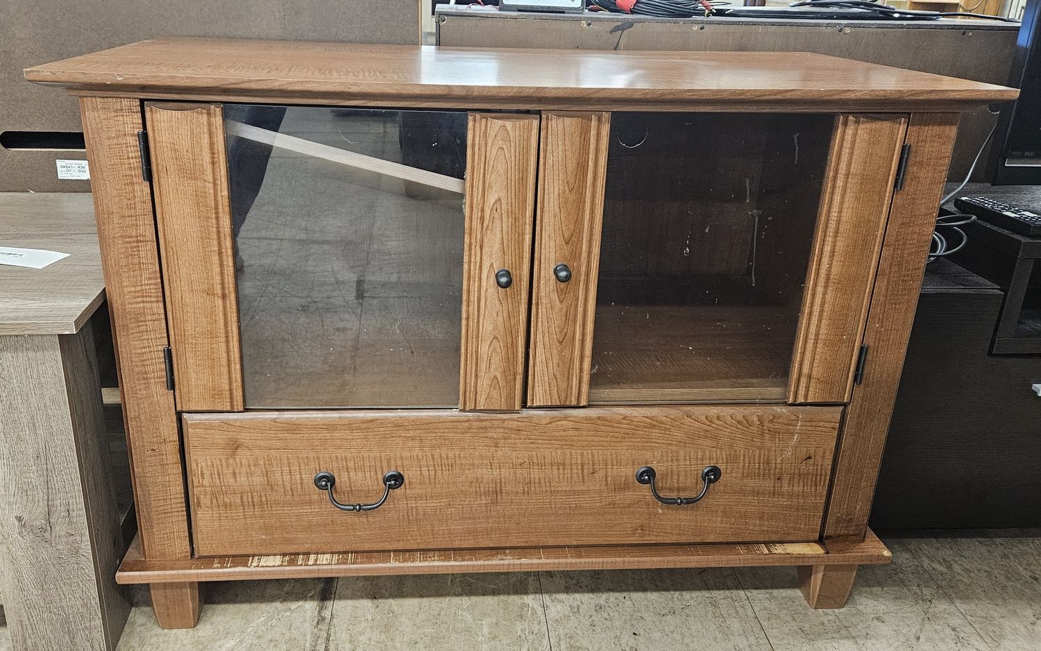 Wood media cabinet