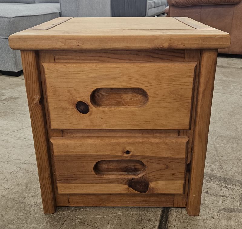 Solid pine two-drawer nightstand