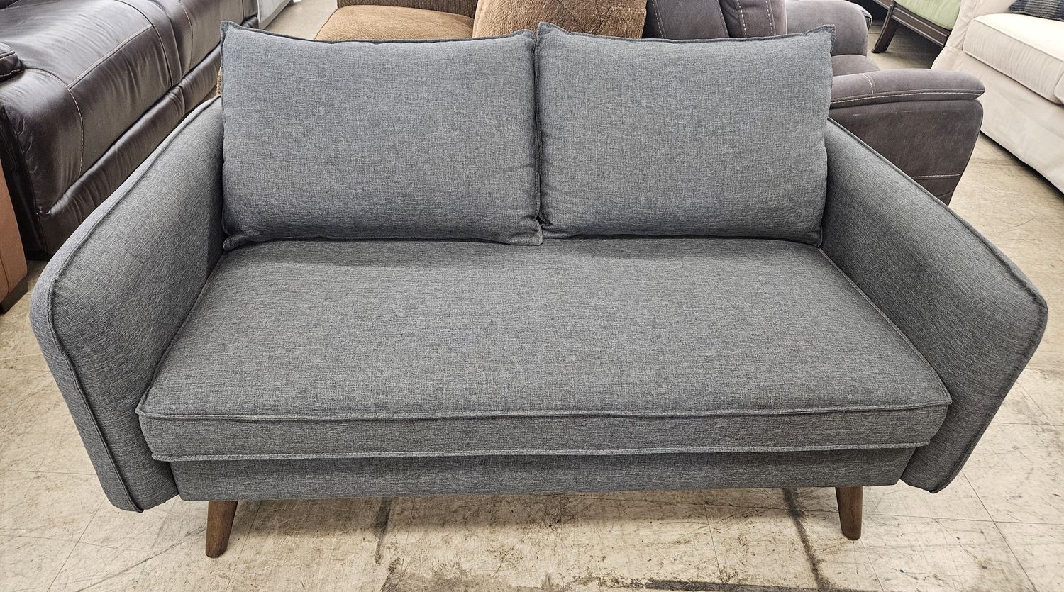 Cozy modern gray loveseat
